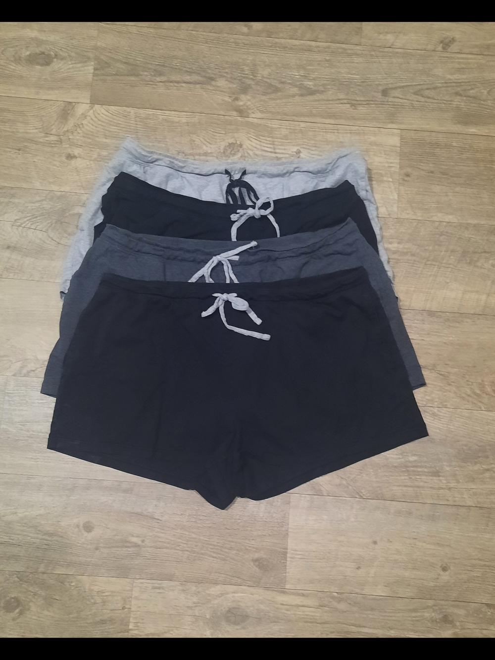 Set of 4 Women's Drawstring Lounge Shorts in Black and Gray